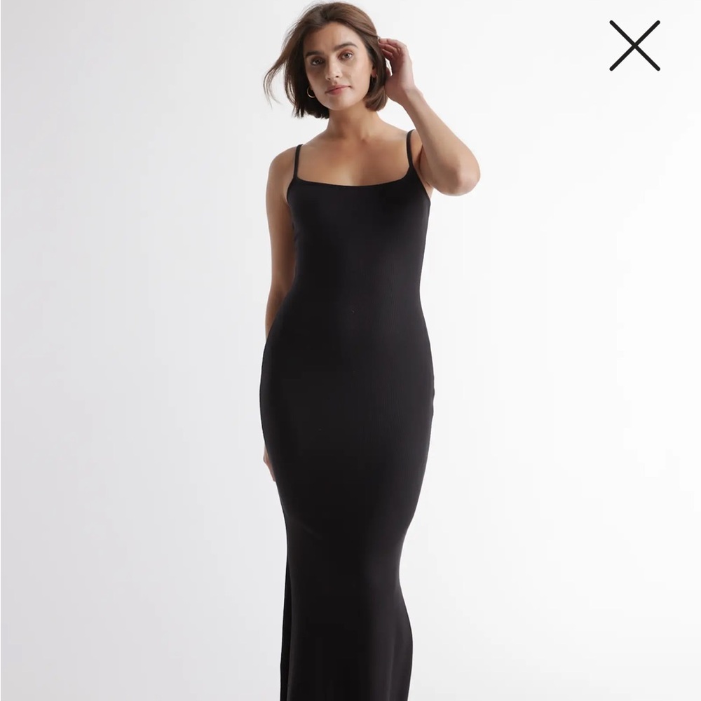Quince Black Slim Spaghetti-Strap Maxi Dress